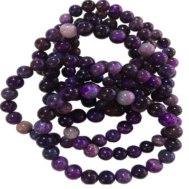 Braccialetti naturali sugirite all'ingrosso e braccialetto elasticizzato Gemstone liscio 30