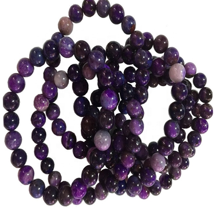 Braccialetti naturali sugirite all'ingrosso e braccialetto elasticizzato Gemstone liscio 32