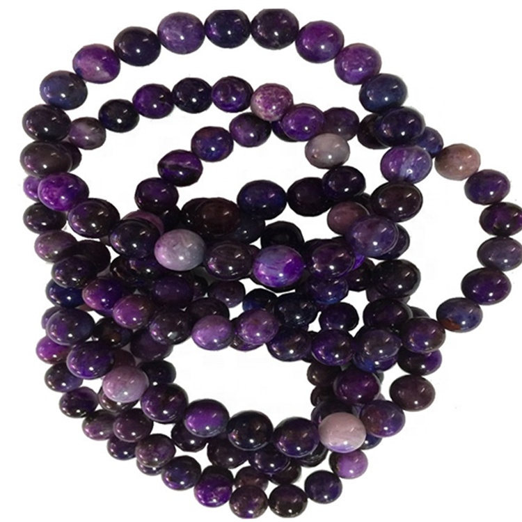 Braccialetti naturali sugirite all'ingrosso e braccialetto elasticizzato Gemstone liscio 34