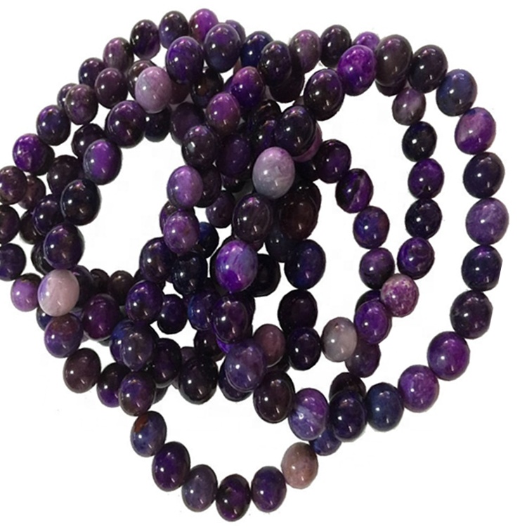 Braccialetti naturali sugirite all'ingrosso e braccialetto elasticizzato Gemstone liscio 36