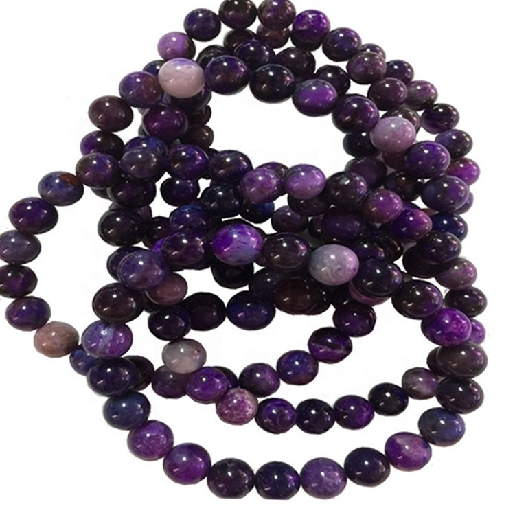 Braccialetti naturali sugirite all'ingrosso e braccialetto elasticizzato Gemstone liscio 38