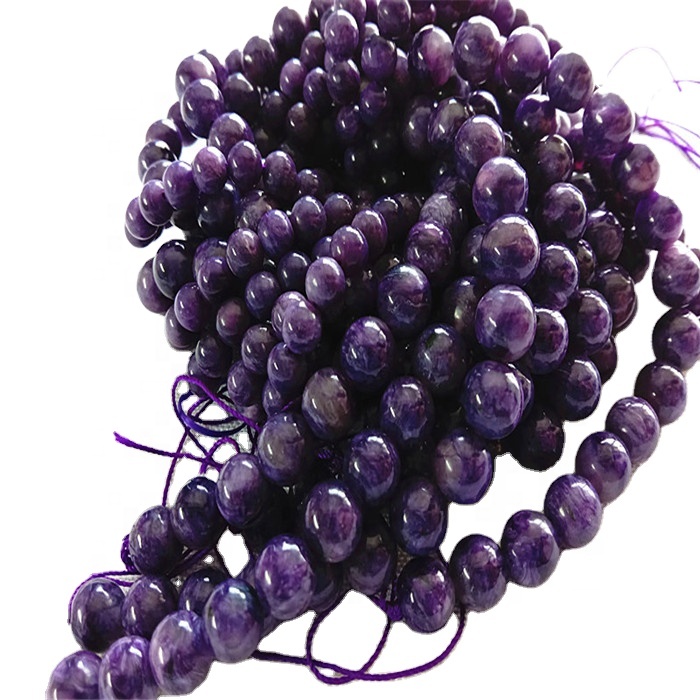 Purple Charoite Lausar perlur Grade 3a Round Shape 6mm 8mm 10mm 7