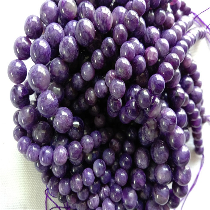 Purple Charoite Lausar perlur Grade 3a Round Shape 6mm 8mm 10mm 15