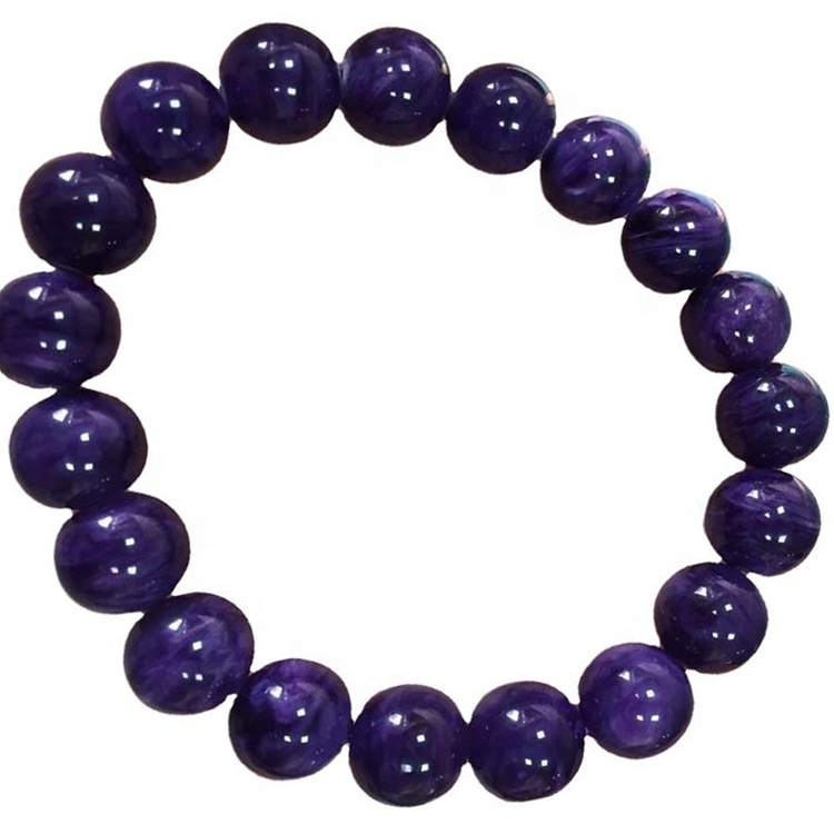 Top Quality Charoite Bead Armband Ný Rússneska Natural Gemstone Bangles Allt er 100% Natural Charoite 32