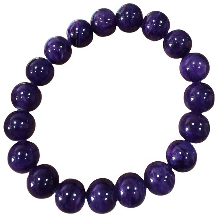 Top Quality Charoite Bead Armband Ný Rússneska Natural Gemstone Bangles Allt er 100% Natural Charoite 30