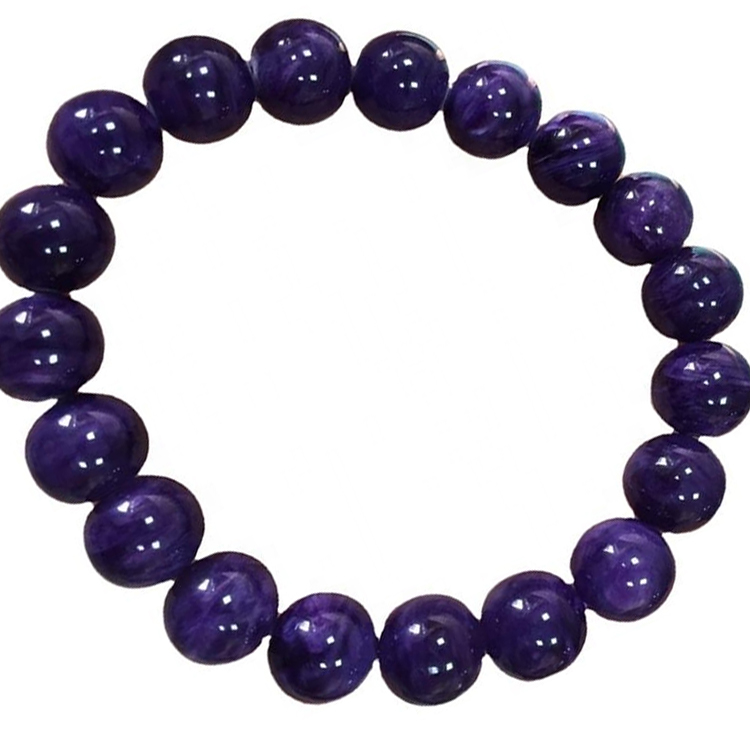 Top Quality Charoite Bead Armband Ný Rússneska Natural Gemstone Bangles Allt er 100% Natural Charoite 38