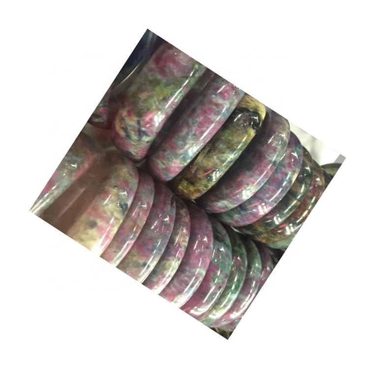 Rubí rojo de cristal de cuarzo en verde zoisite piedra pulsera brazalete para la venta 34