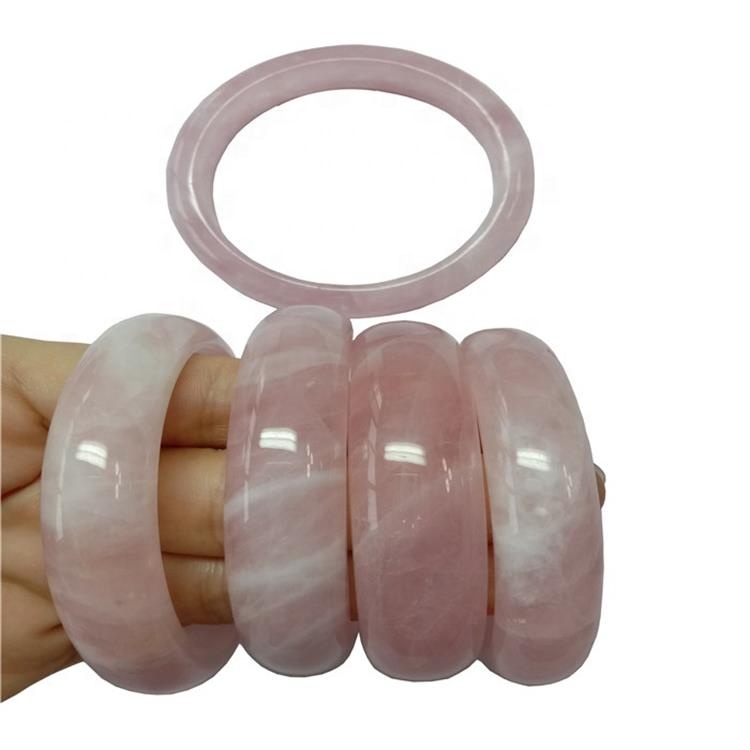 Bán nóng Hoa hồng tự nhiên Quartz Bangle Đá quý Clear Rose Quartz Bracelet Bracelet Trang sức 34