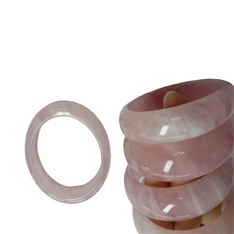 Bán nóng Hoa hồng tự nhiên Quartz Bangle Đá quý Clear Rose Quartz Bracelet Bracelet Trang sức 32