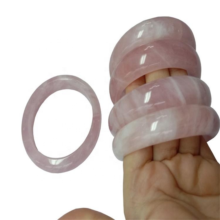 Bán nóng Hoa hồng tự nhiên Quartz Bangle Đá quý Clear Rose Quartz Bracelet Bracelet Trang sức 38