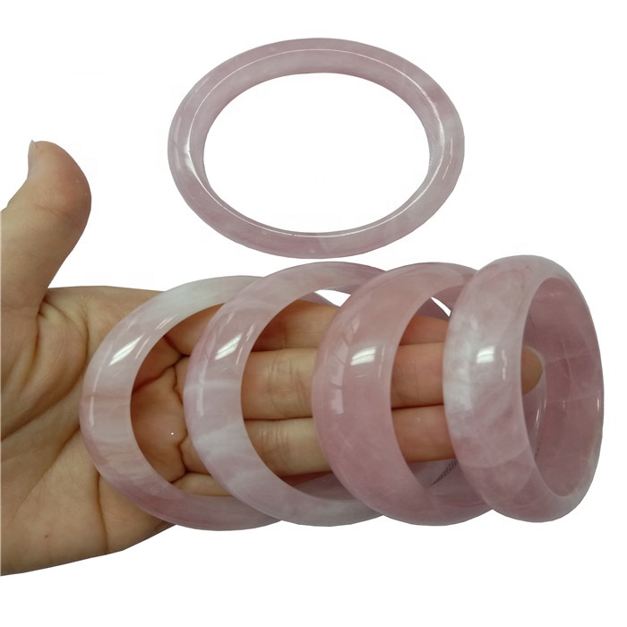 Bán nóng Hoa hồng tự nhiên Quartz Bangle Đá quý Clear Rose Quartz Bracelet Bracelet Trang sức 36