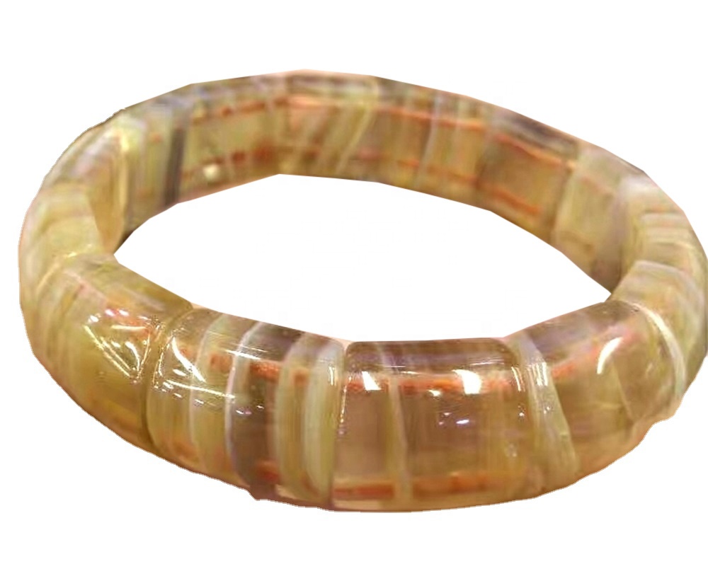 ខ្សែដៃ gemorite ពណ៌លឿងមានរាងសំប៉ែតទឹកឃ្មុំពណ៌លឿង 34