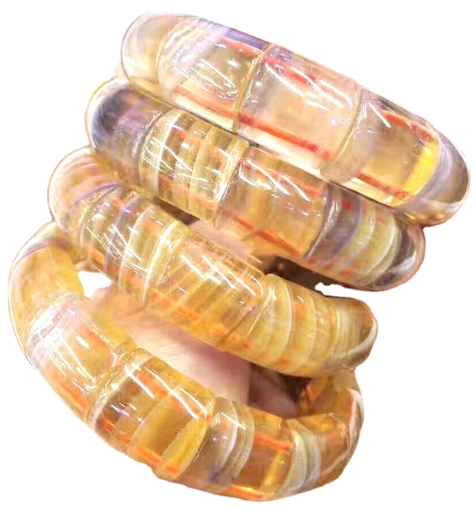 ខ្សែដៃ gemorite ពណ៌លឿងមានរាងសំប៉ែតទឹកឃ្មុំពណ៌លឿង 36