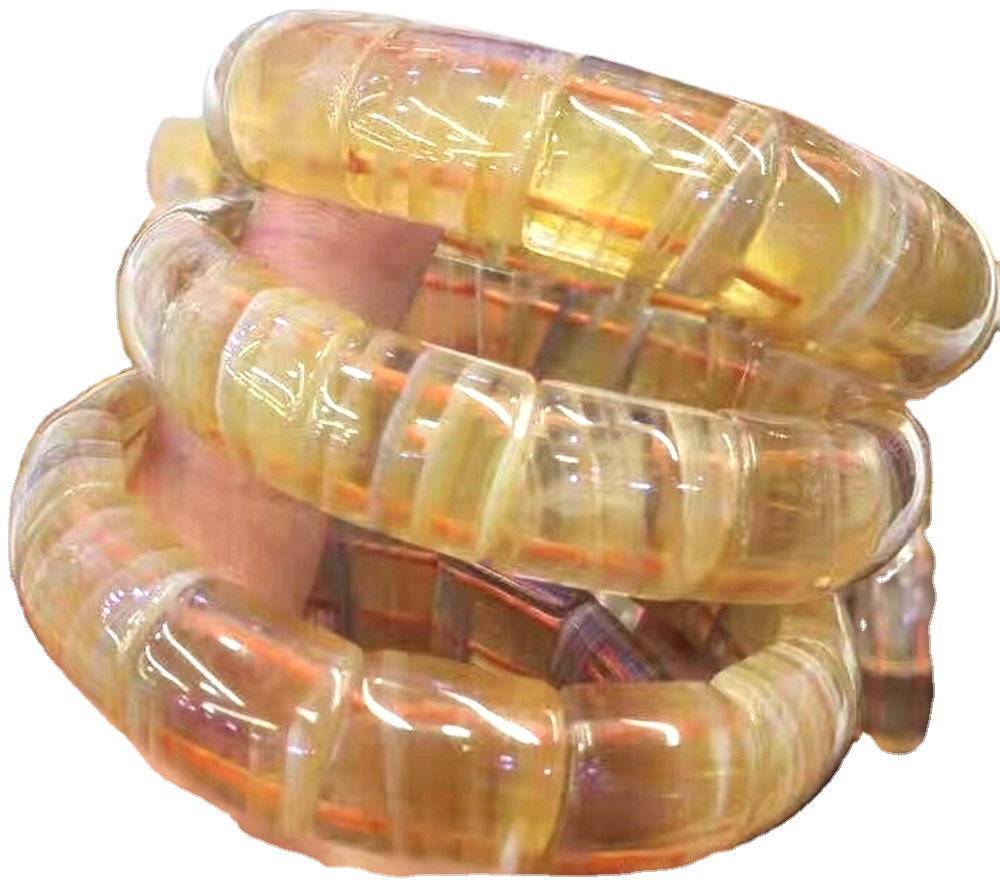 ខ្សែដៃ gemorite ពណ៌លឿងមានរាងសំប៉ែតទឹកឃ្មុំពណ៌លឿង 38