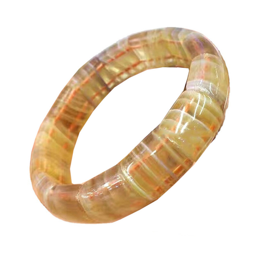 ខ្សែដៃ gemorite ពណ៌លឿងមានរាងសំប៉ែតទឹកឃ្មុំពណ៌លឿង 40