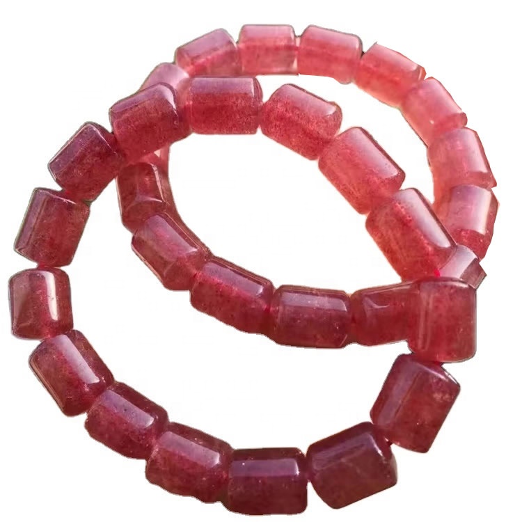 Braccialetto del braccialetto del braccialetto della pietra del quarzo della pietra del quarzo della fragola di colore rosso lucido del braccialetto del braccialetto di Braccialetto del braccialetto naturale 7