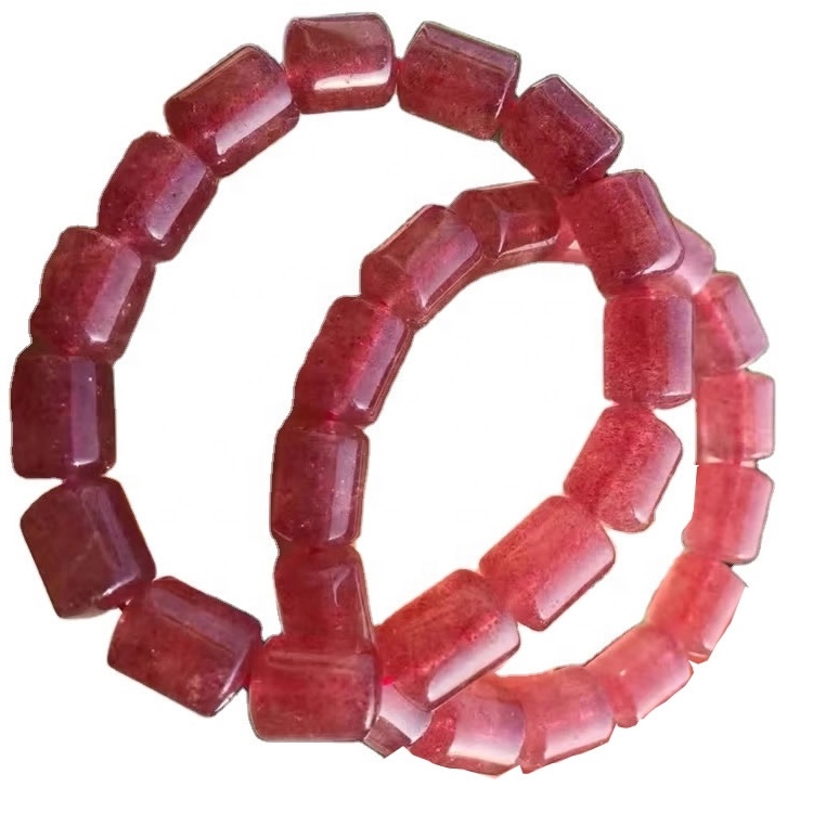 Braccialetto del braccialetto del braccialetto della pietra del quarzo della pietra del quarzo della fragola di colore rosso lucido del braccialetto del braccialetto di Braccialetto del braccialetto naturale 9