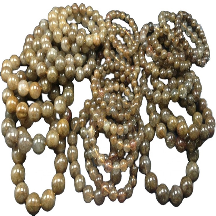 Nice umferð náttúrulega dýrmæta kopar rutilated kvars armband 26