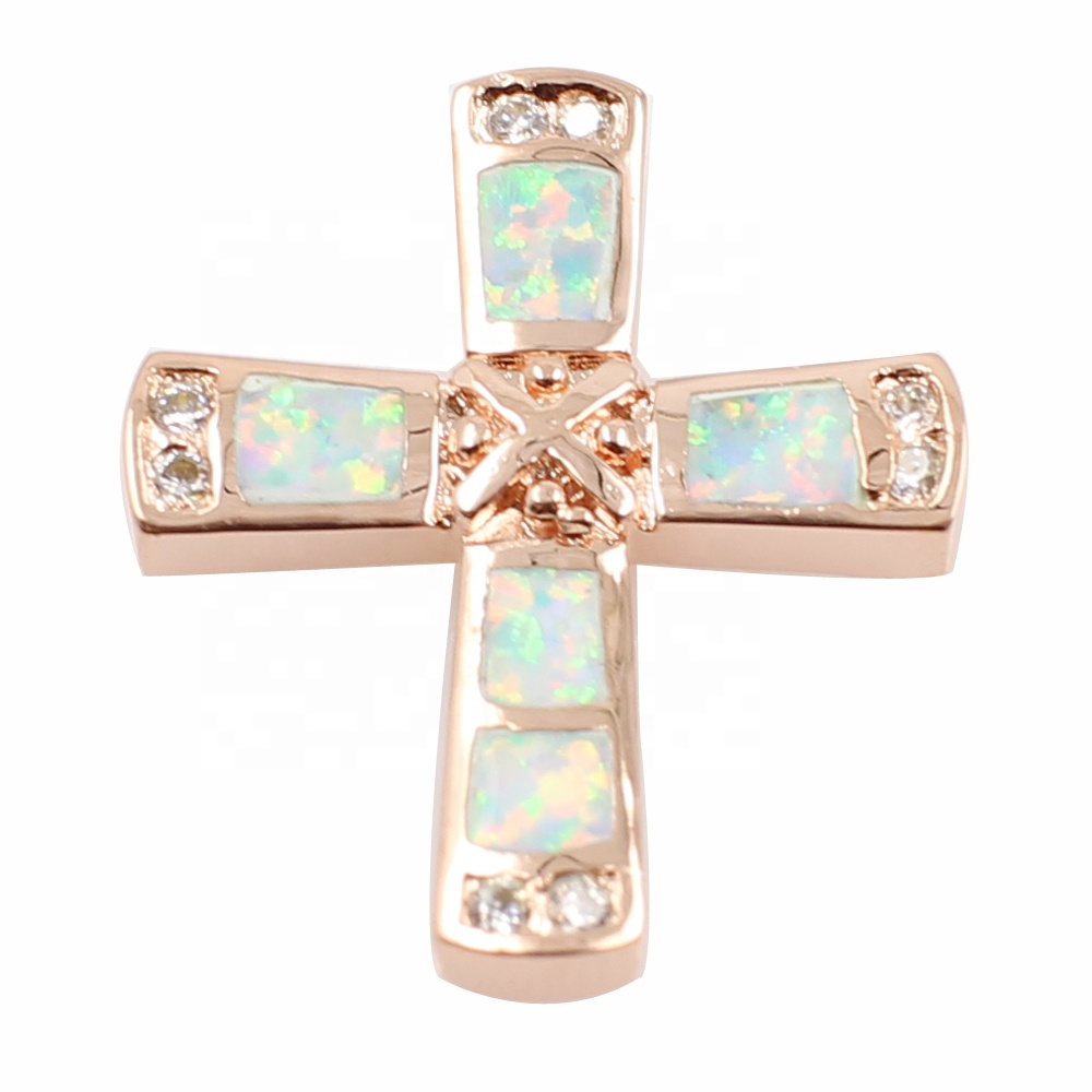 ස්වාභාවික ඔපල් 925 ස්ටර්ලිං රිදී හරස් පෙන්ඩු ආභරණ 13