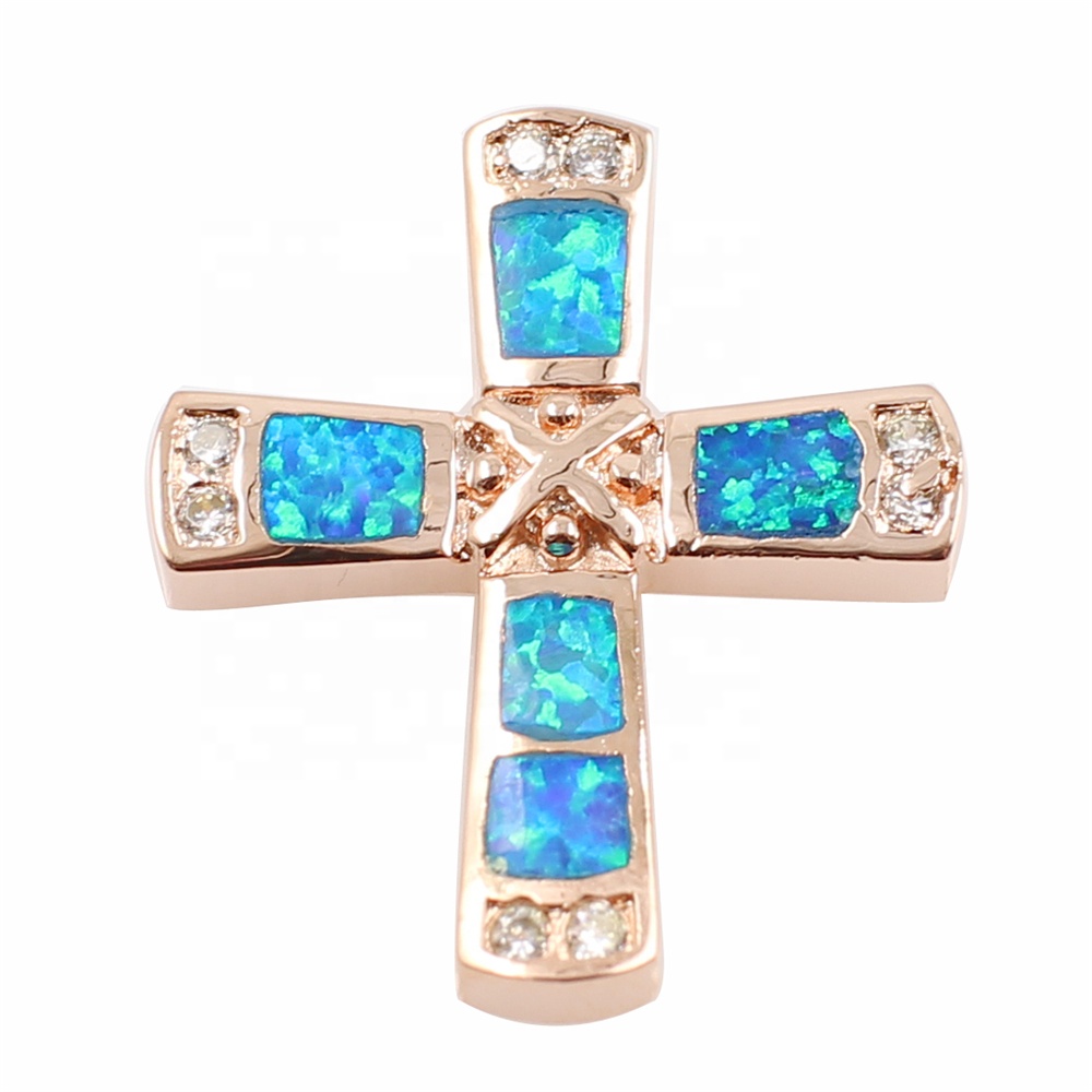 ස්වාභාවික ඔපල් 925 ස්ටර්ලිං රිදී හරස් පෙන්ඩු ආභරණ 15