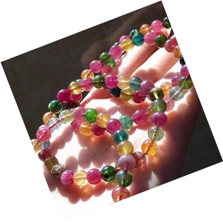 Reglabl trese kòd Tourmaline Chaplèt Braslè Pyè presye Yoga pwaye braslè Bijou 35