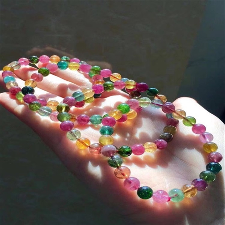 Reglabl trese kòd Tourmaline Chaplèt Braslè Pyè presye Yoga pwaye braslè Bijou 39