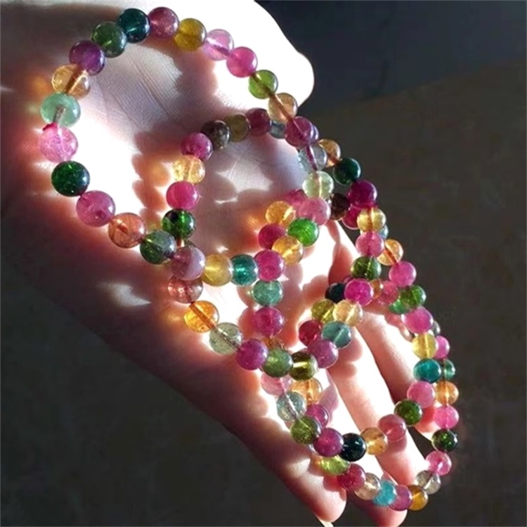 Reglabl trese kòd Tourmaline Chaplèt Braslè Pyè presye Yoga pwaye braslè Bijou 37