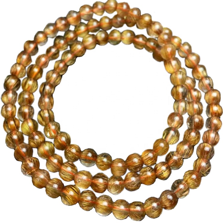 Bracciale con perline di quarzo rutilato ORO Quarzo rutilato oro brasiliano 25