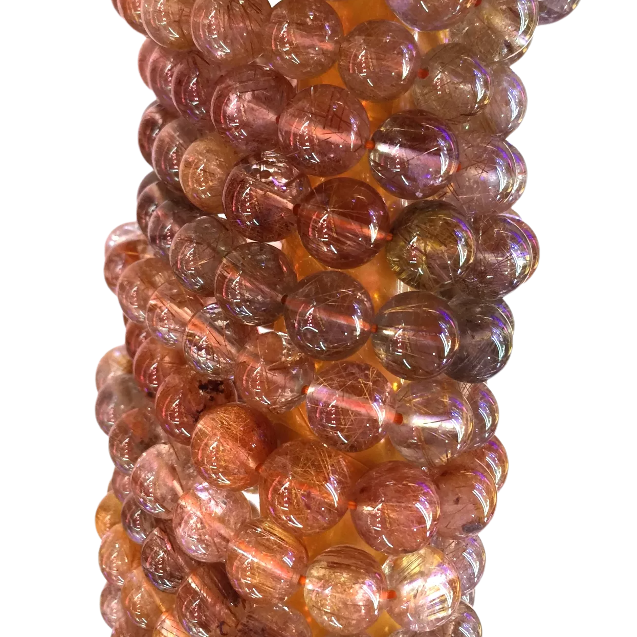 krale koper gerutuleerde kwarts armband ronde natuurlike edelsteen klip krale 34