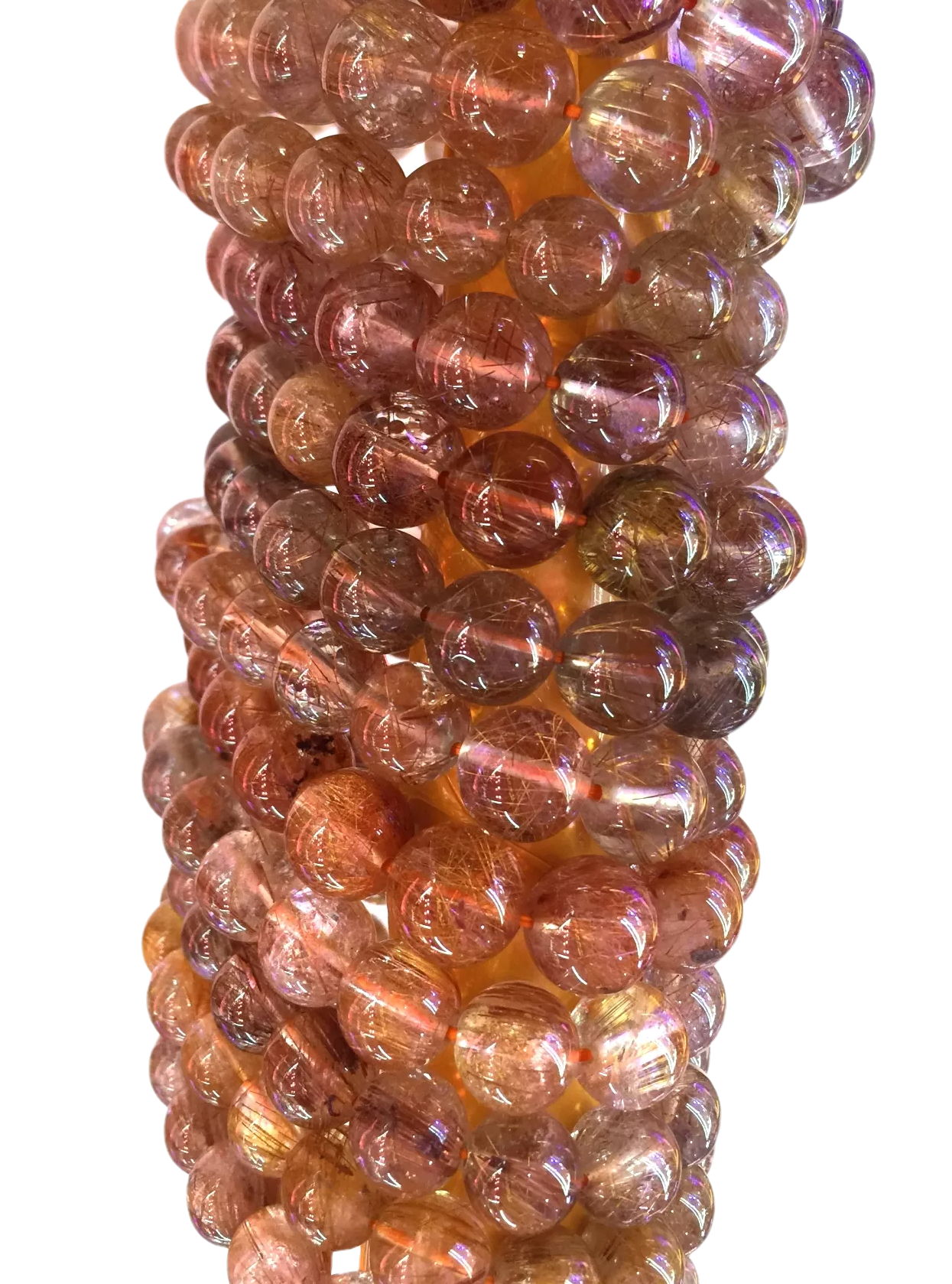 krale koper gerutuleerde kwarts armband ronde natuurlike edelsteen klip krale 38