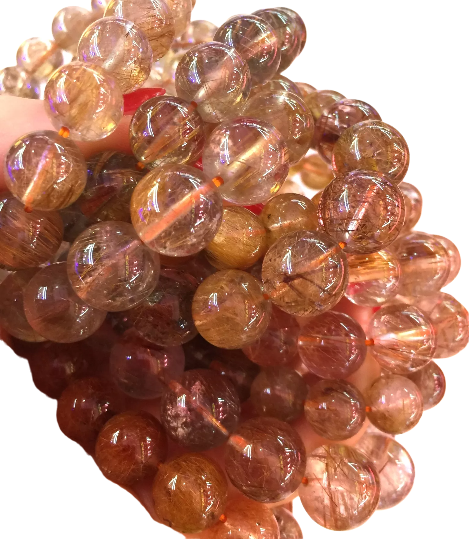 krale koper gerutuleerde kwarts armband ronde natuurlike edelsteen klip krale 40