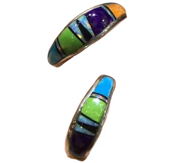 925 স্টার্লিং সিলভার প্রাকৃতিক রত্ন পাথর মোজাইক Cabochons দুল জহরত 11