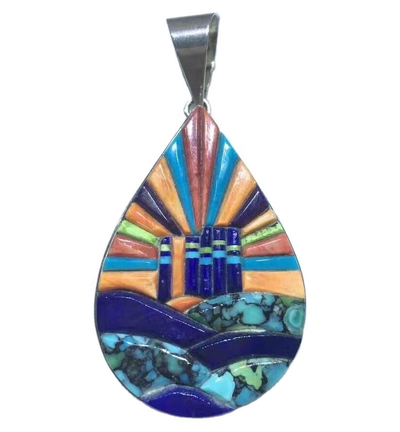 925 স্টার্লিং সিলভার প্রাকৃতিক রত্ন পাথর মোজাইক Cabochons দুল জহরত 13