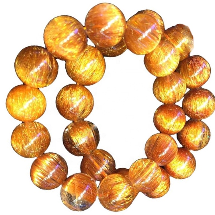 비즈 스트레치 팔찌 구리 금홍석 석영 천연 브라질 팔찌 고품질 천연 브라질 구리 금홍석 석영 35