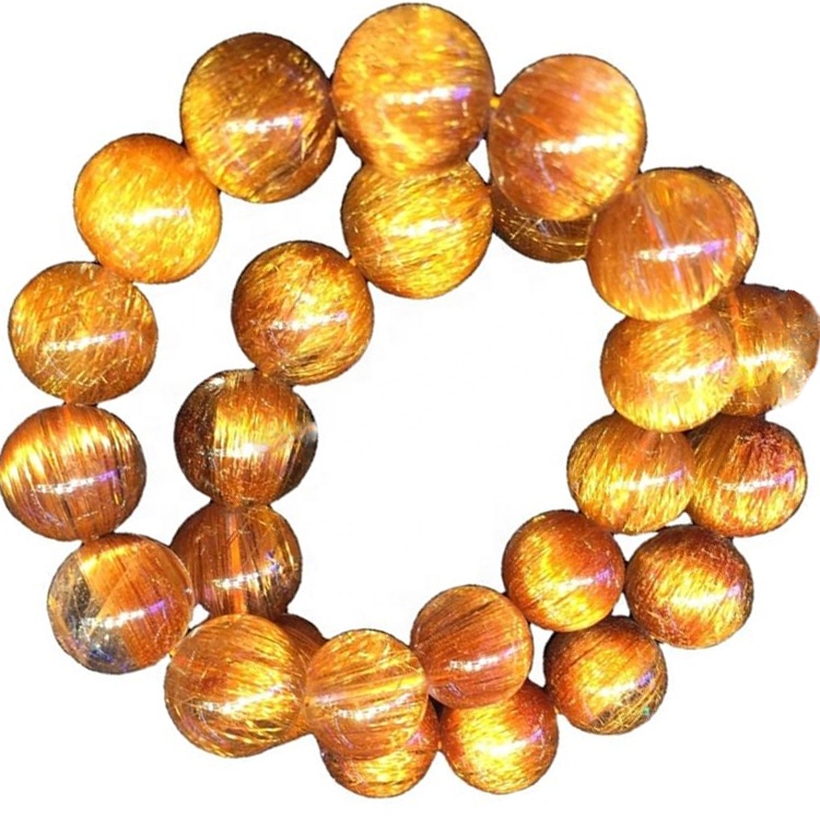 비즈 스트레치 팔찌 구리 금홍석 석영 천연 브라질 팔찌 고품질 천연 브라질 구리 금홍석 석영 37