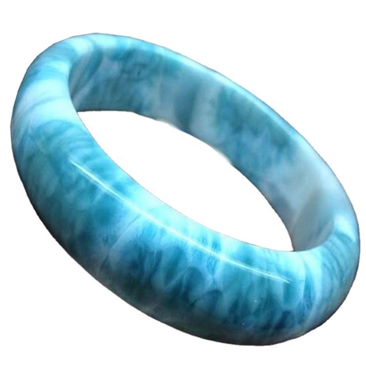 Genuino Natural Larimar Bangle Blue Gemstone Dominica Bracelets Natural Larimar Bangle para mujer para joyería de bricolaje 31