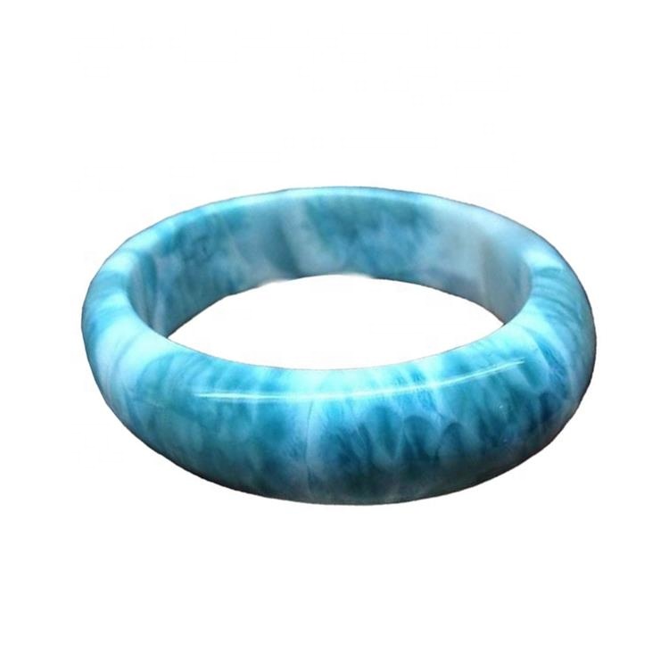Genuino Natural Larimar Bangle Blue Gemstone Dominica Bracelets Natural Larimar Bangle para mujer para joyería de bricolaje 35