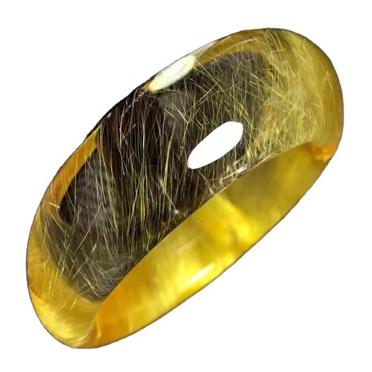 Brazalete de cuarzo de topaz de piedras preciosas genuinas Hacer al por mayor certificado natural amarillo cuarzo redondo brazalete brazalete 33