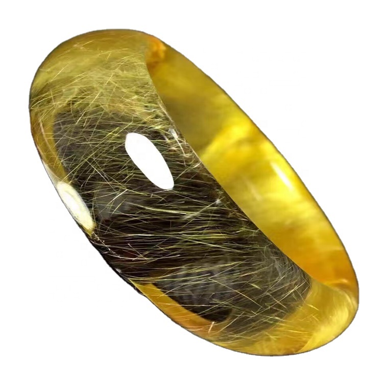 Brazalete de cuarzo de topaz de piedras preciosas genuinas Hacer al por mayor certificado natural amarillo cuarzo redondo brazalete brazalete 31
