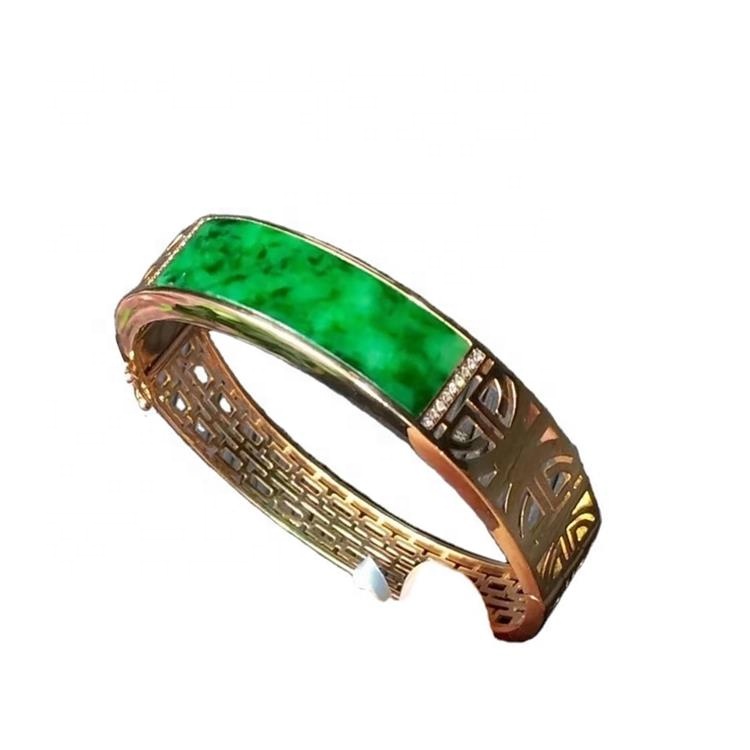 Berkualiti tinggi 18k emas Emerald Ring dan Bangle Beetery Gelang Emerald Hijau Tulen 31