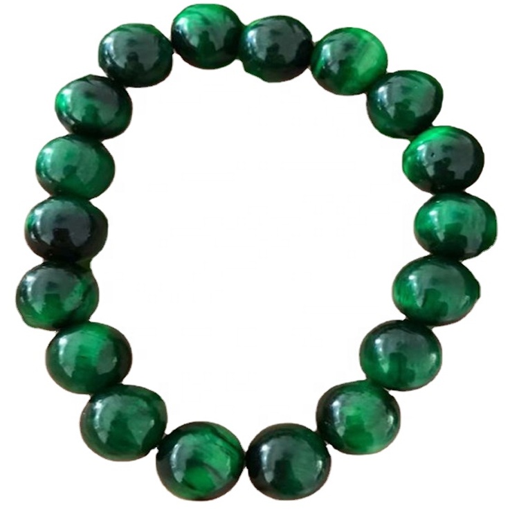 Braccialetto verde occhio verde naturale perline di forma rotonda / braccialetto di pietra preziosa liscia 30