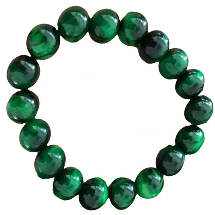 Braccialetto verde occhio verde naturale perline di forma rotonda / braccialetto di pietra preziosa liscia 36