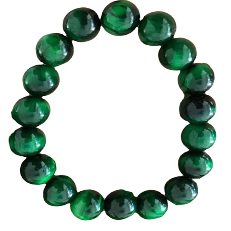 Braccialetto verde occhio verde naturale perline di forma rotonda / braccialetto di pietra preziosa liscia 38