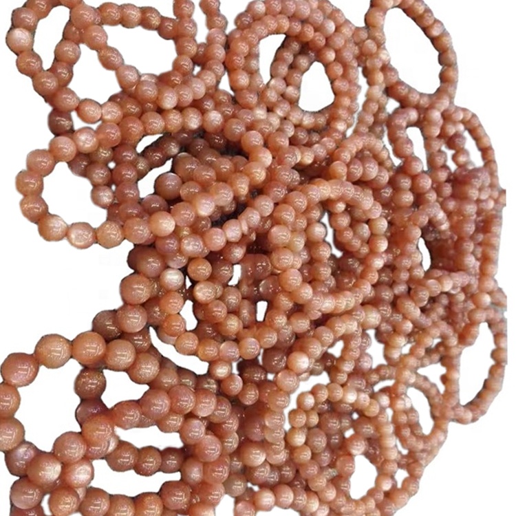 10 mm Sunstone Stretch Bracelet Golden Smooth Round Hạt Vàng Đính cườm Vòng đeo tay 36