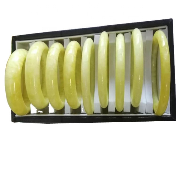 Amarillo Smithsonita Brazalete Hacer al por mayor Calcita natural Smithsonite Crystal Gemstone Bangle Todo el brazalete de melocotón amarillo Huanglong 31