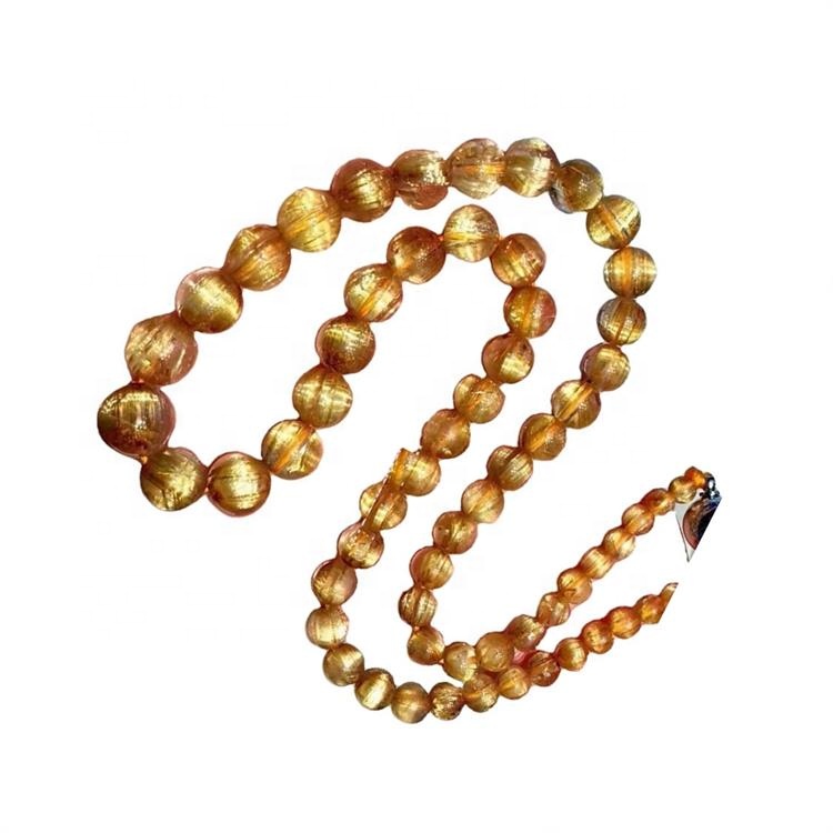 4mm til 10mm Turriform Round Perlur Títan Rutilated Quartz Gemstone Hálsmen 38