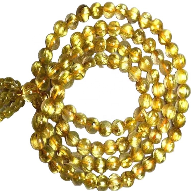 Natuurlike en hoë kwaliteit goue gerutileerde kwarts edelsteen ketting 36