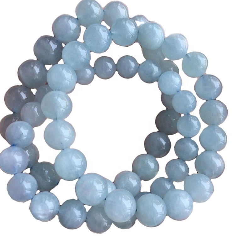 vendita all'ingrosso più alta pietra preziosa naturale genuina del braccialetto dell'acquamarina blu lattiginosa 32