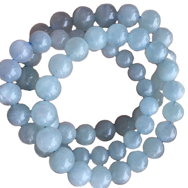 vendita all'ingrosso più alta pietra preziosa naturale genuina del braccialetto dell'acquamarina blu lattiginosa 34