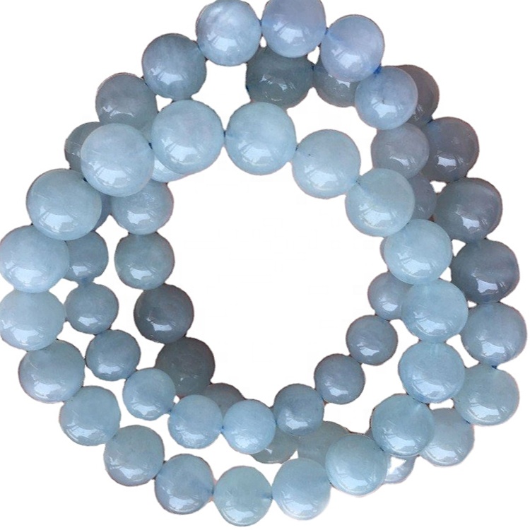 vendita all'ingrosso più alta pietra preziosa naturale genuina del braccialetto dell'acquamarina blu lattiginosa 36